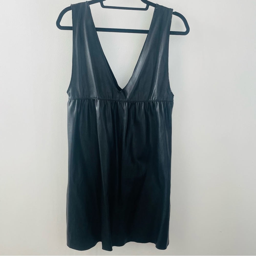 Zara faux leather baby doll dress